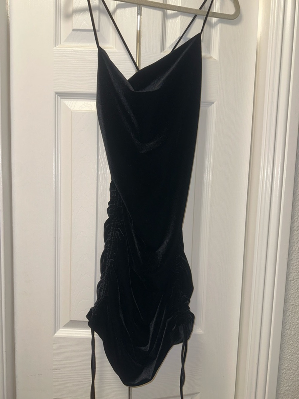 Zara Black Velvet Cowl Mini Dress